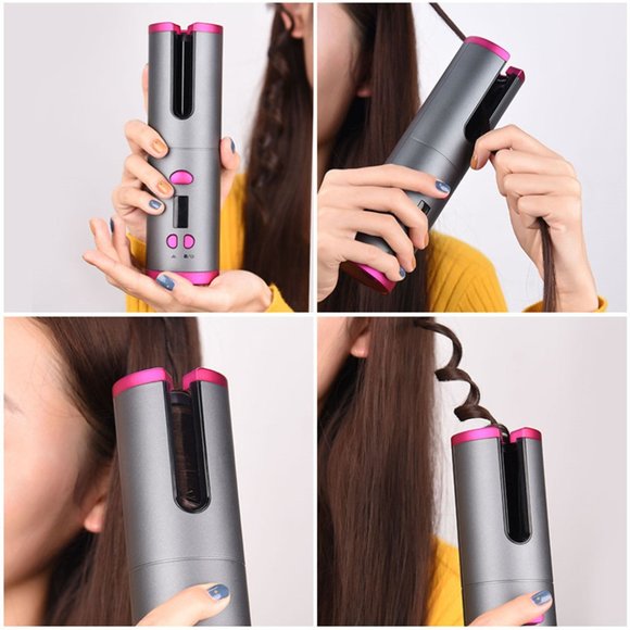 Automatic Hair Curler Curling Iron Wireless Ceramic USB Rechargeable With LED Di - Picture 6 of 11